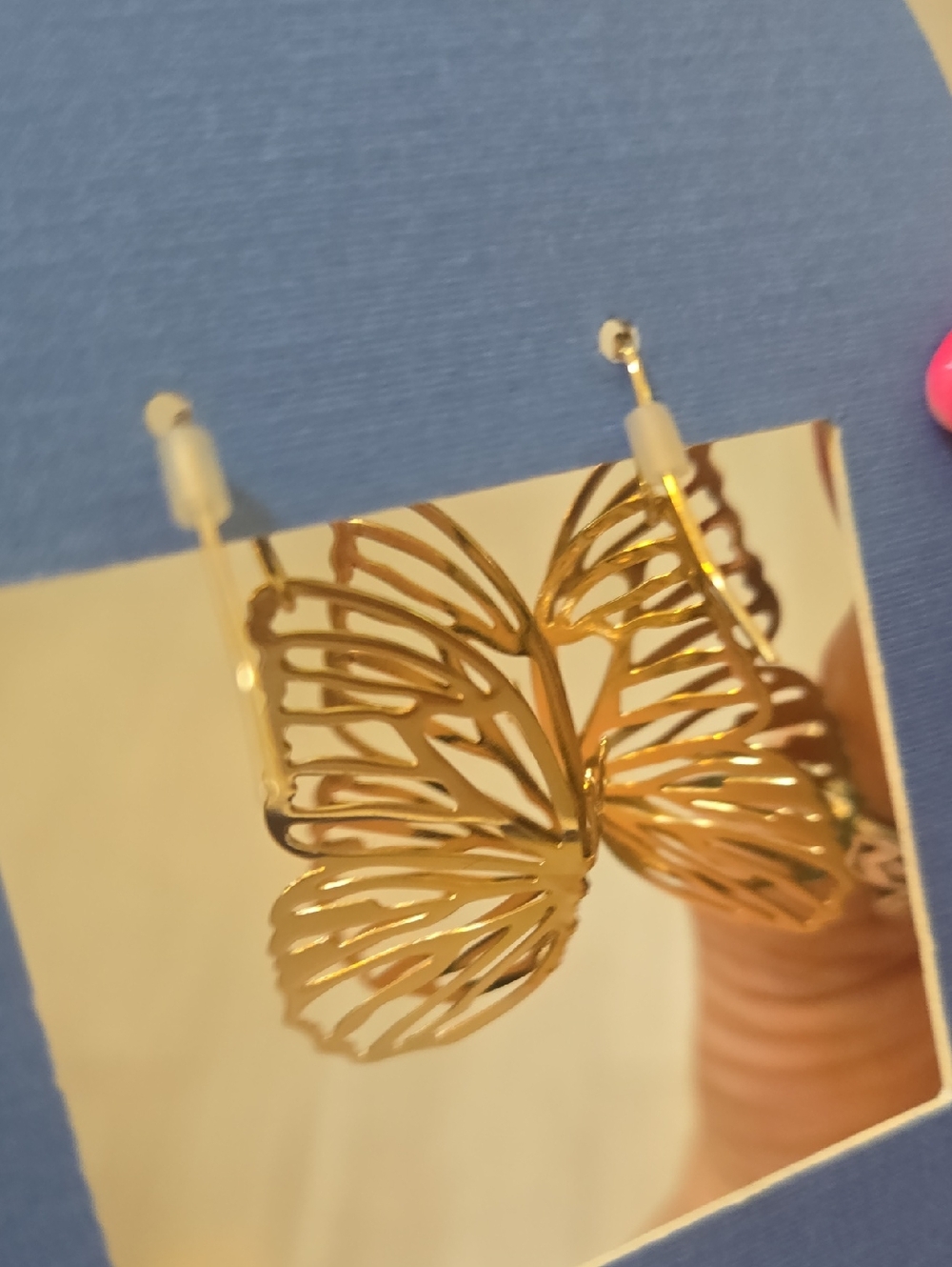 New House of Harlow 1960 Golden Butterfly Dangle Earrings - Picture 5 of 7